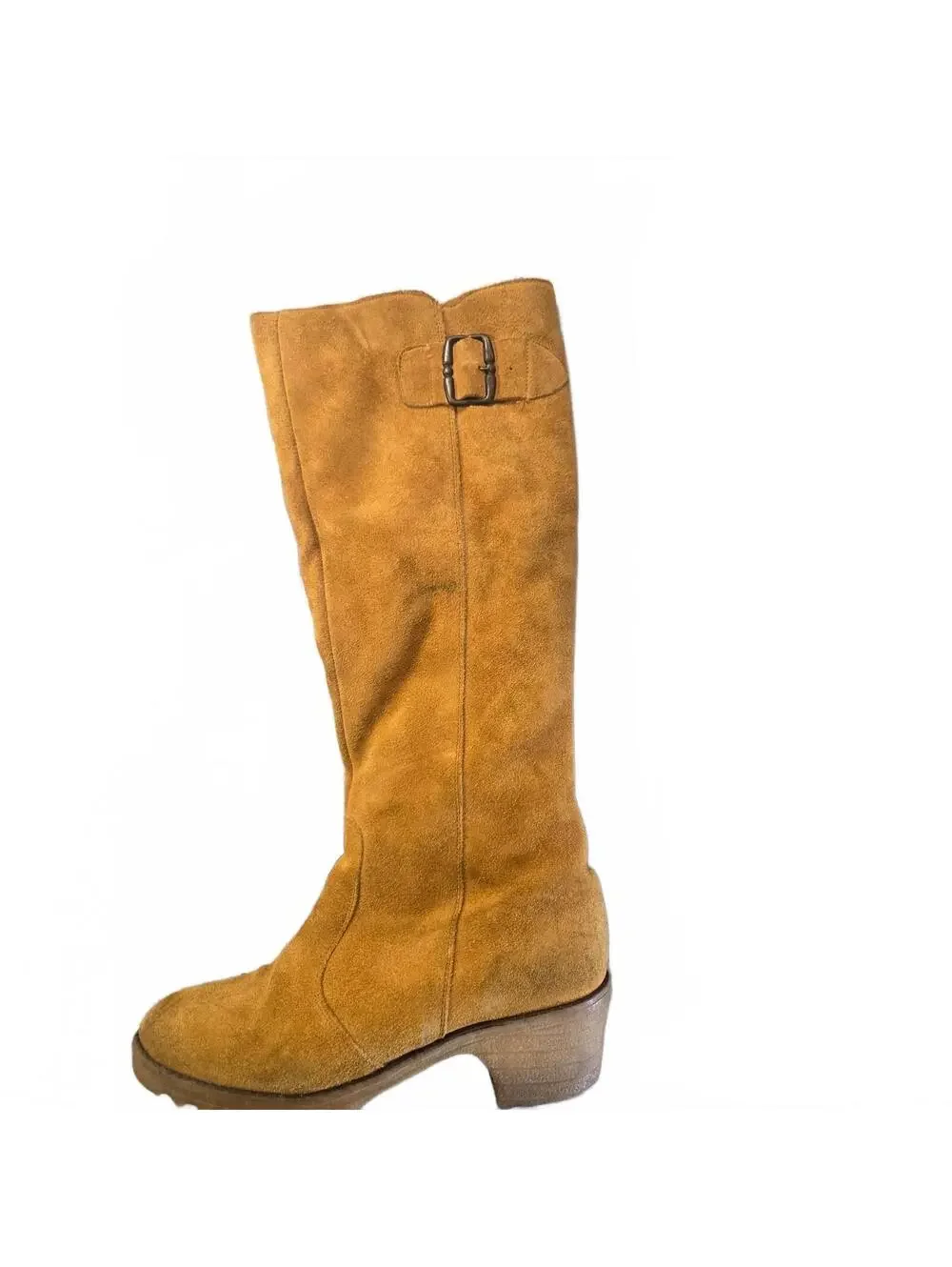 Vintage 1970s Suede Shearling Boots, Boho Mod Winter Boots, side zip